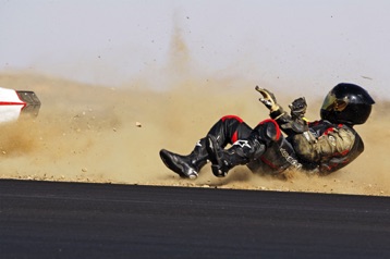 Rider was fine - his Leathers - er, not so much! Streets of Willow, CA.