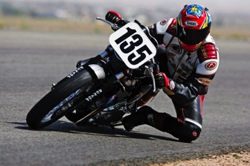 "Fast Fred" Willink on his Triumph Thruxton racebike. Streets of Willow, CA.