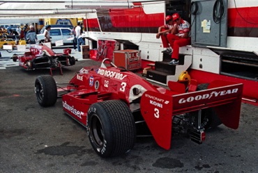 Rahal's winning March 85C in the Garage area